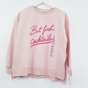 Wildfox Statement Sweater But First Cocktails Pullover Long Sleeves